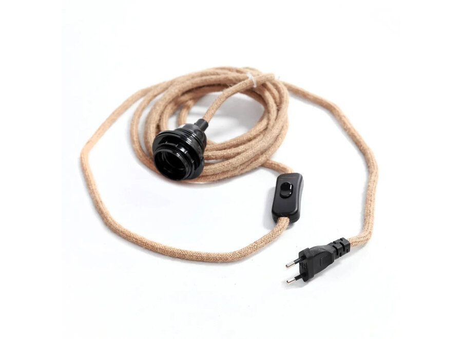 Portalampada Jute - Naturale Nero