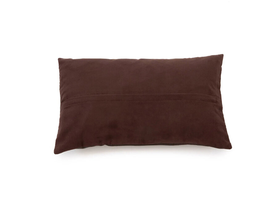 La Housse De Coussin Six Leather Panel - Chocolat - 30x50
