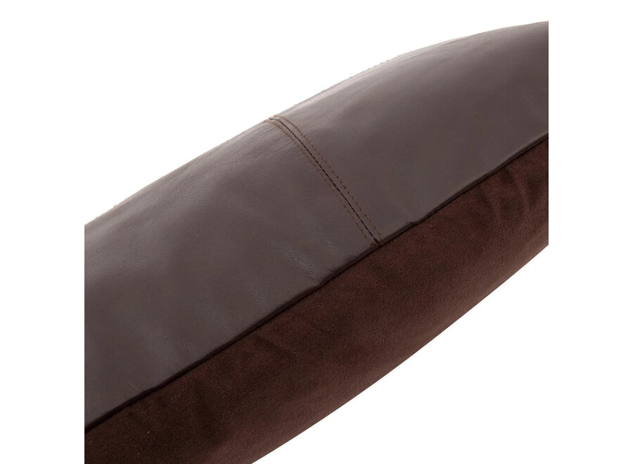 Het Six Panel Leather Kussenhoes - Chocolade - 30x50