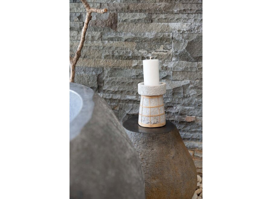 Il Portacandele Serene - Grigio Cemento Naturale - L