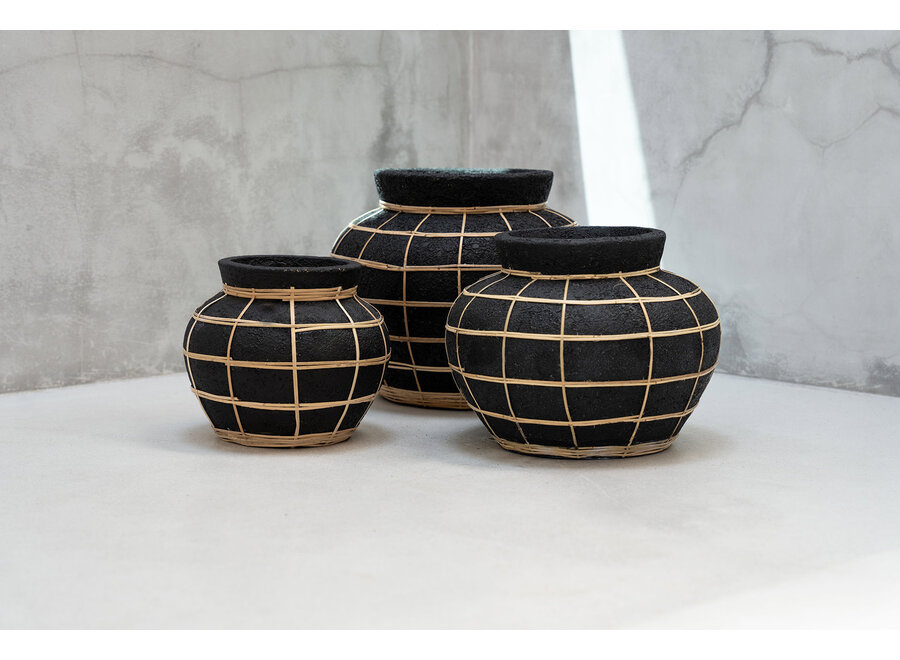 De Belly Vaas - Zwart Naturel - M