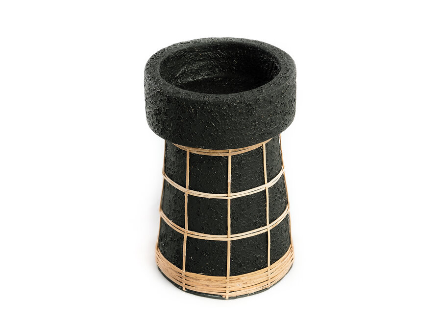 The Serene Candle Holder - Black Natural - L