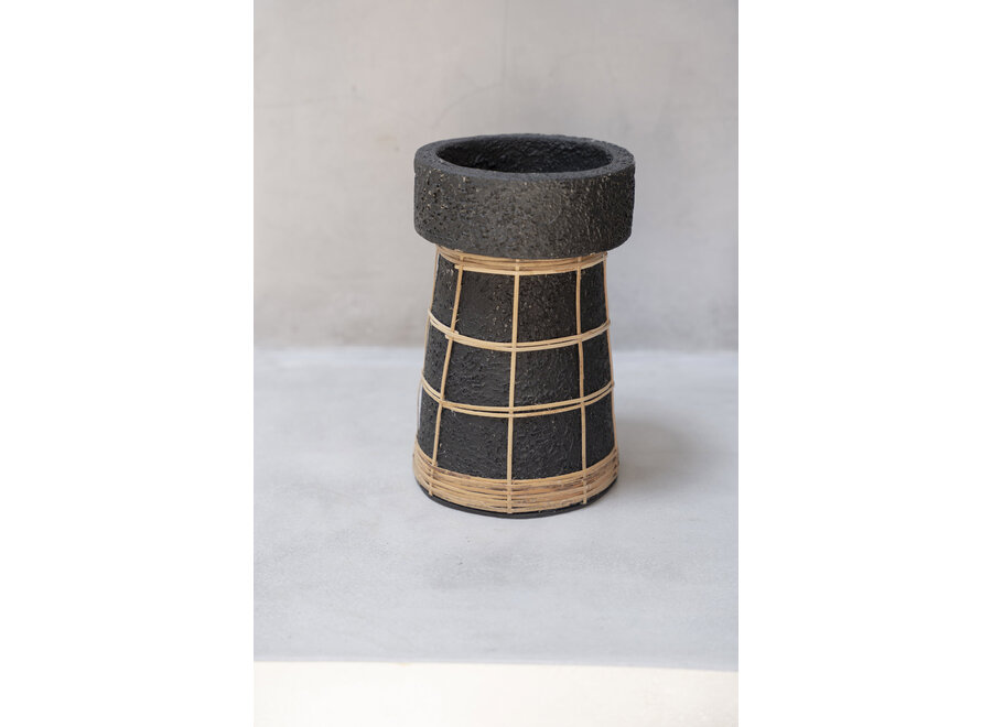 The Serene Candle Holder - Black Natural - L