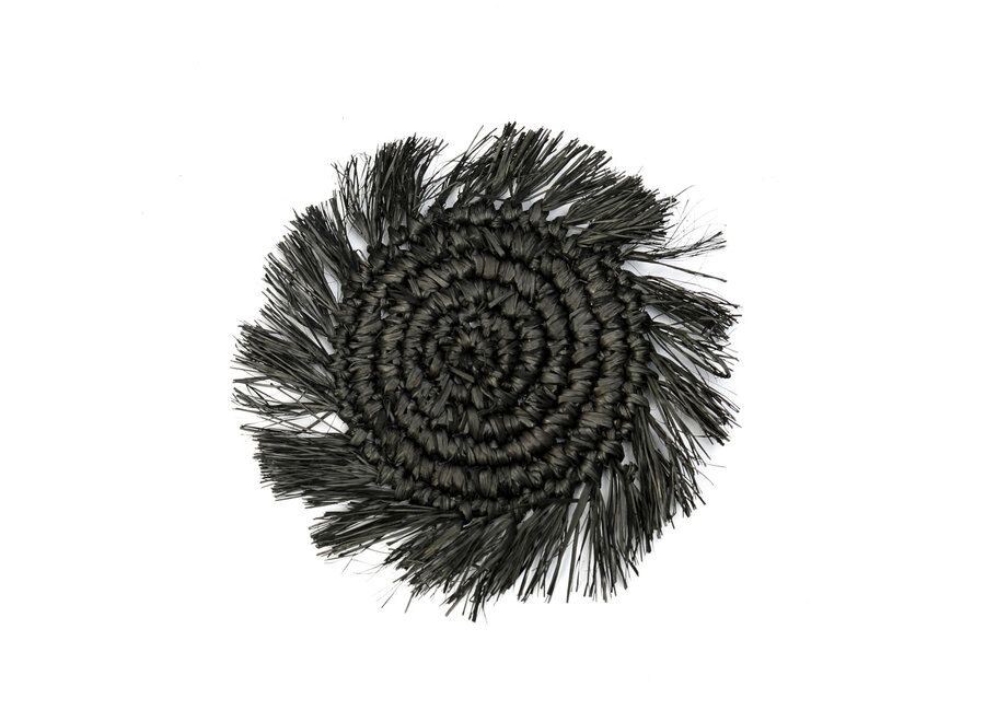 The Fringe Raffia Coaster - Black