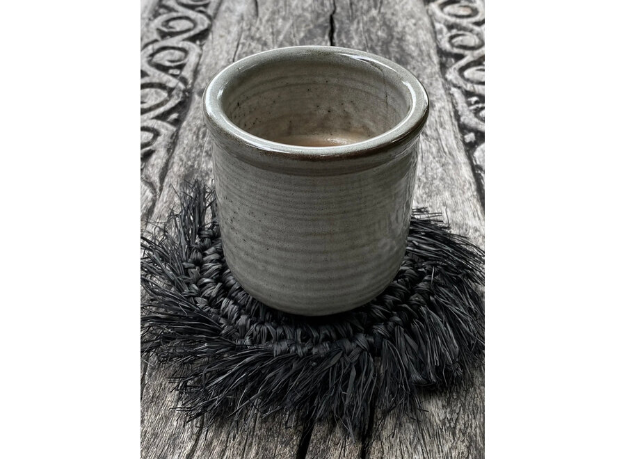 Il Sottobicchiere Raffia Fringe - Nero