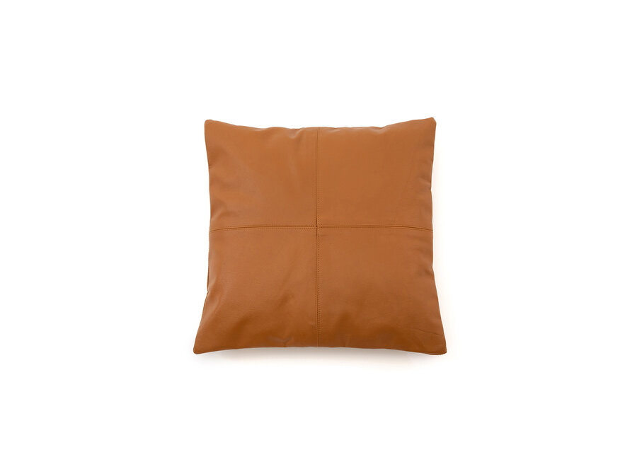La Funda de Cojín de Cuero de Cuatro Paneles - Camello - 40x40