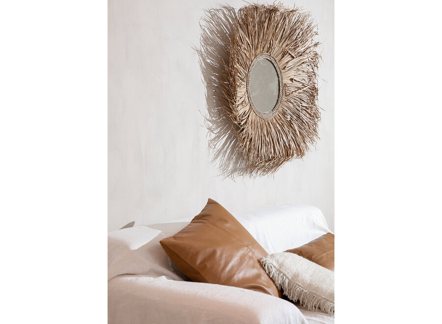 The Four Panel Leather Cushion Cover - Camel - 40x40