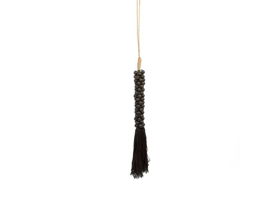 The Wooden Beads with Cotton Tassel - Black