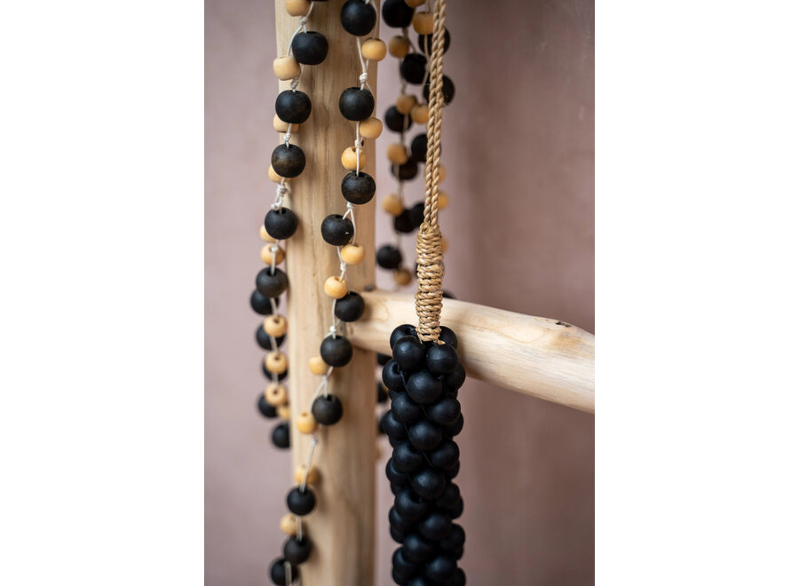The Wooden Beads with Cotton Tassel - Black