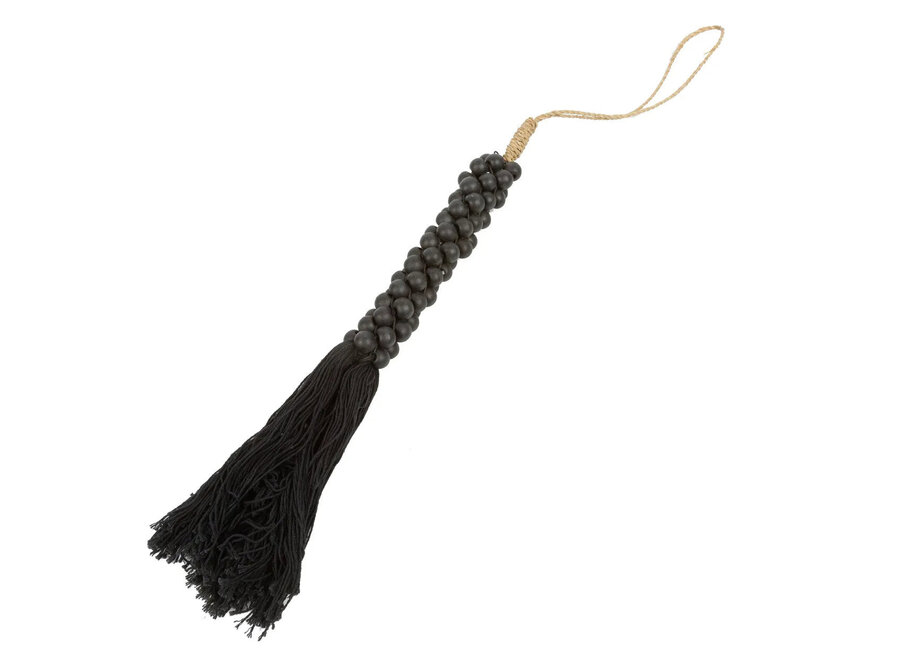 The Wooden Beads with Cotton Tassel - Black