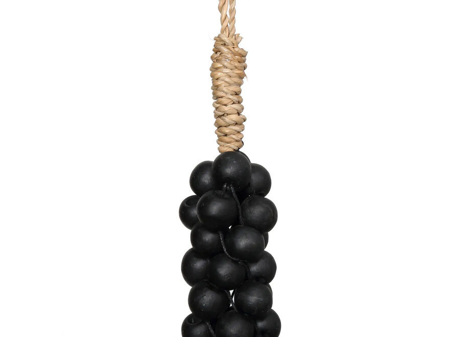Las Cuentas de Madera con Borla de Algodón - Negro