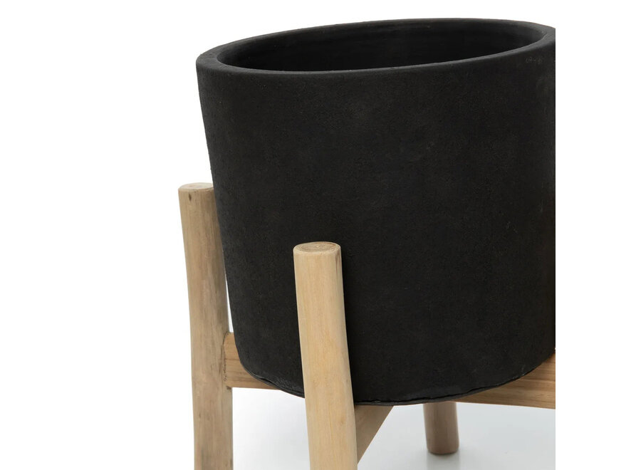 Der Charcoal Niedrige Pflanzer - Schwarz Natur - S