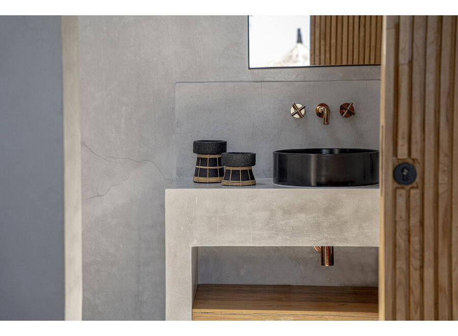 De Serene Kaarsenhouder - Zwart Naturel - M