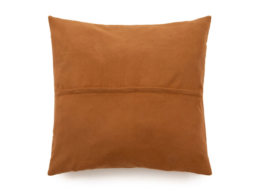 De Four Panel Leather Kussenhoes - Camel - 60x60