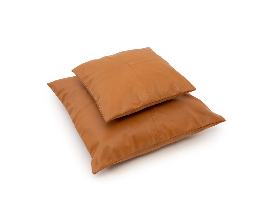 De Four Panel Leather Kussenhoes - Camel - 60x60