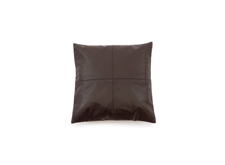 Il Copricuscino in Pelle a Quattro Pannelli - Cioccolato - 40x40