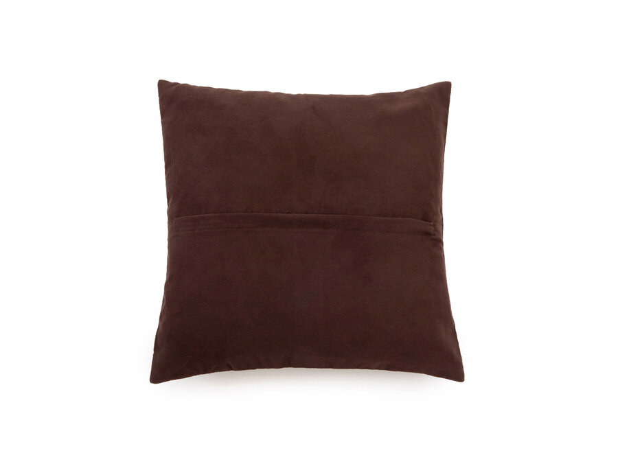 La Housse de Coussin Four Leather Panel - Chocolat - 40x40