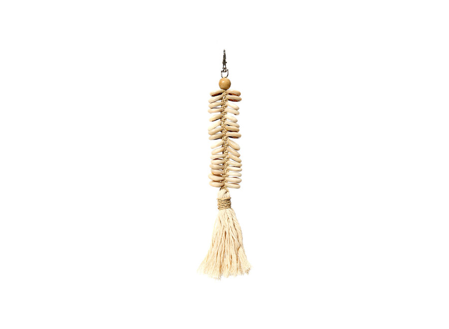 The Macrame Fishbone Keychain - Cream