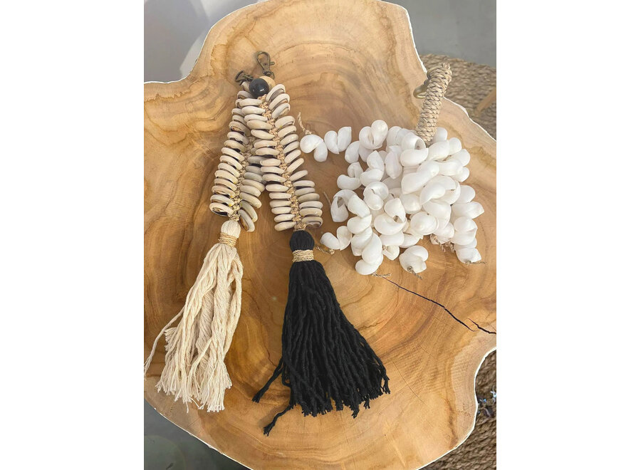 De Macrame Fishbone Sleutelhanger - Crème