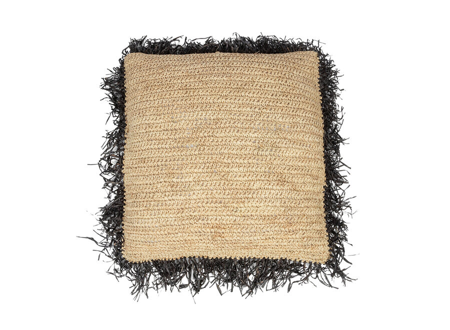 Der Raffia Kissenbezug - Natur Schwarz - 60x60