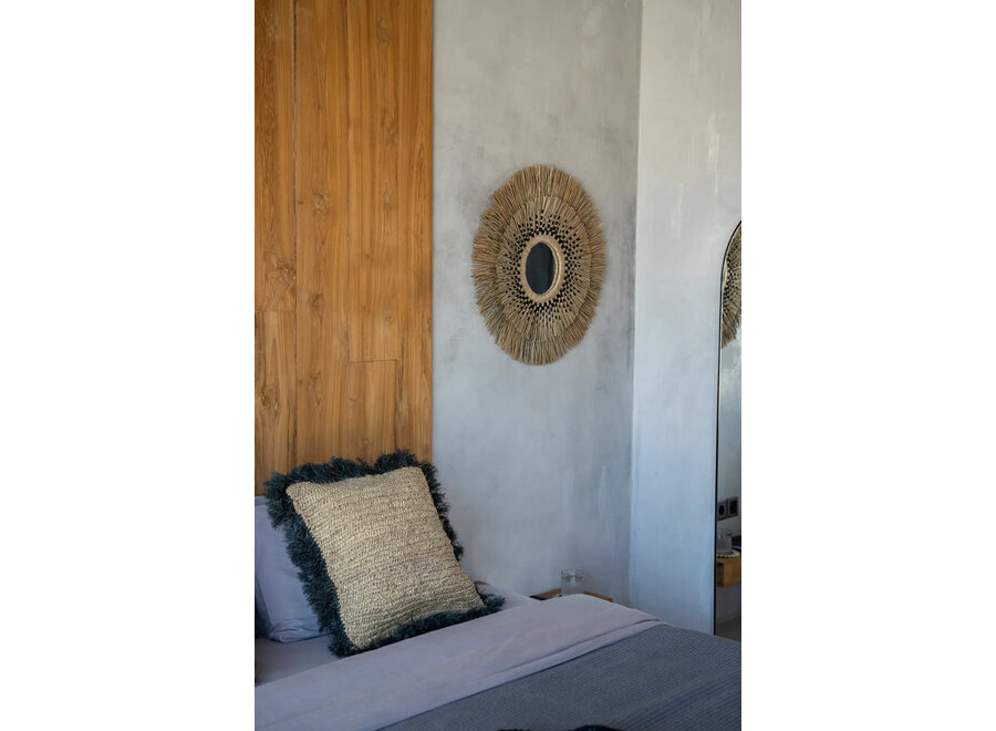 Il Copricuscino In Rafia - Naturale Nero - 60x60