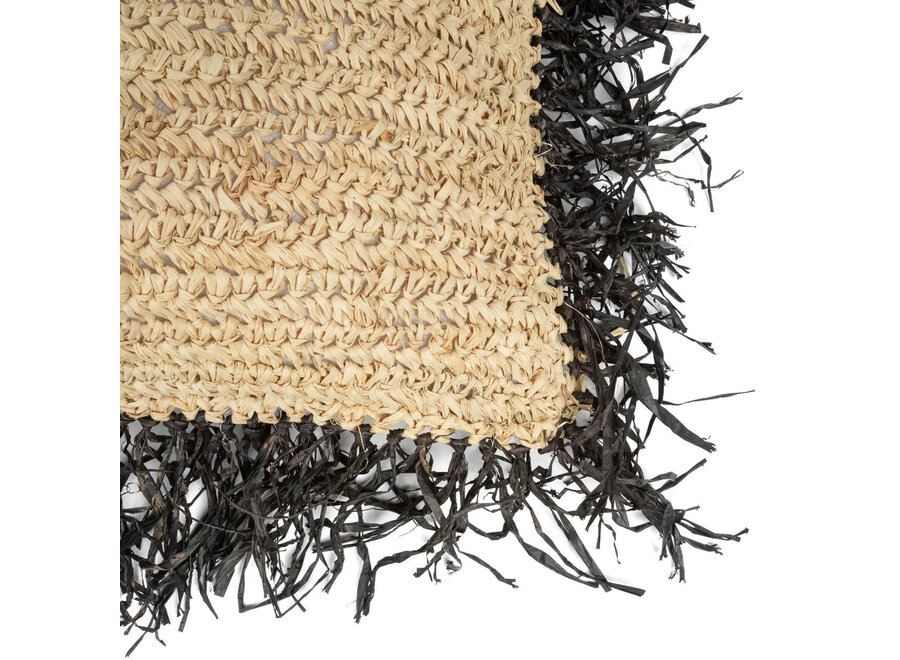 Der Raffia Kissenbezug - Natur Schwarz - 60x60