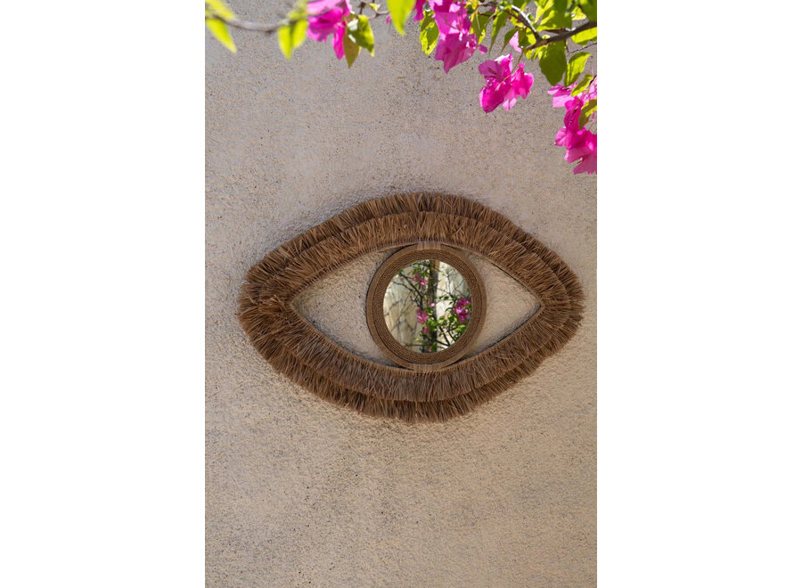 De Raffia Eye Spiegel - Naturel - M