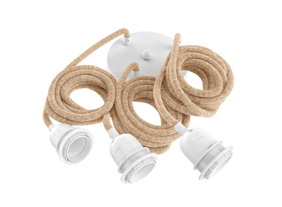 Plafondlampfitting - Natural Wit - 3 Fittingen