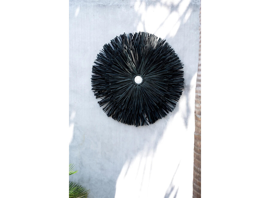 De Raffia Juju Muurdecoratie - Zwart