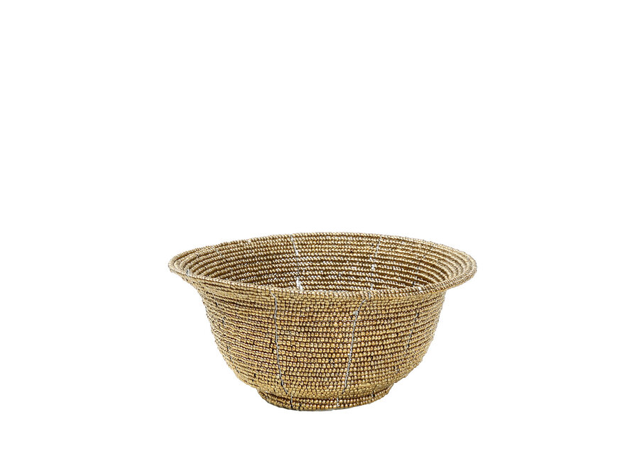 De Beaded Kom Laag - Goud - S