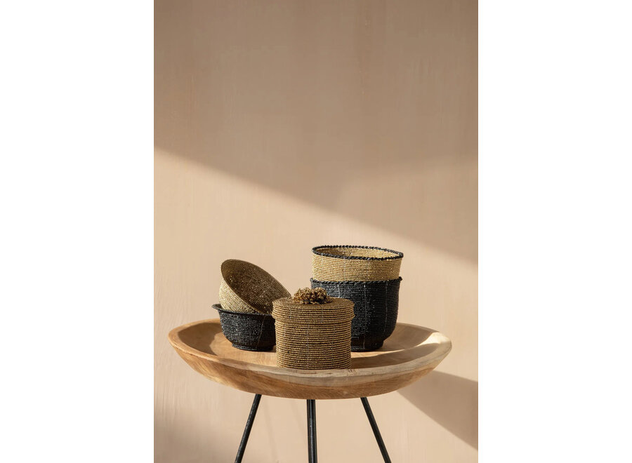 De Beaded Kom Laag - Goud - S