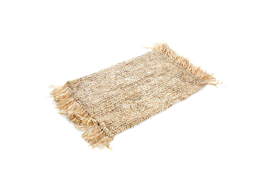 El Individual De Rafia Con Flecos - Rectangular - Natural