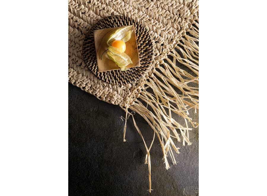 De Fringe Raffia Rechthoekige Placemat - Naturel