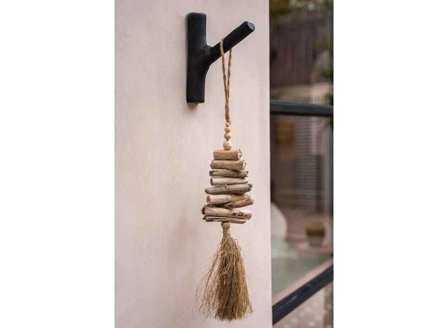 Colgante De Madera A La Deriva Con Rafia