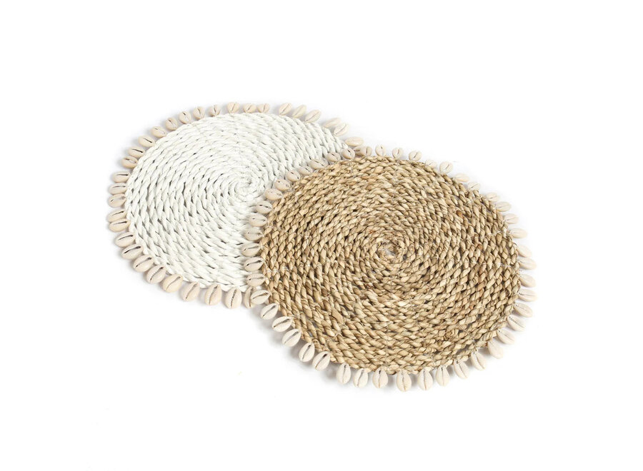 Posavasos De Hierba Marina Con Conchas - Natural