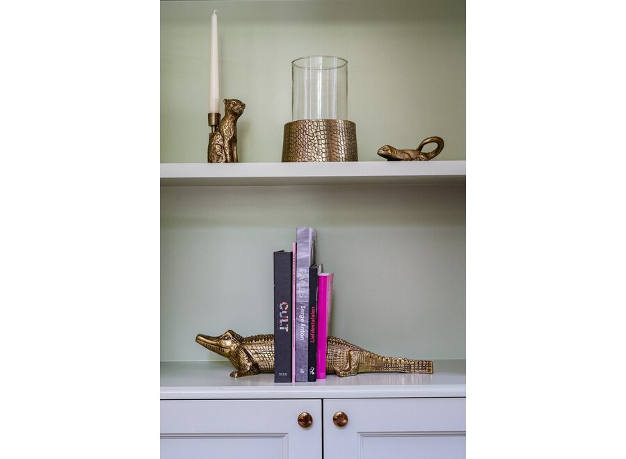 The Croco Candle Holder with Glass - Brass - L