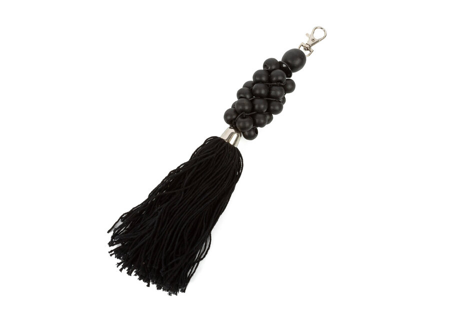De Wooden Beads Sleutelhanger - Zwart