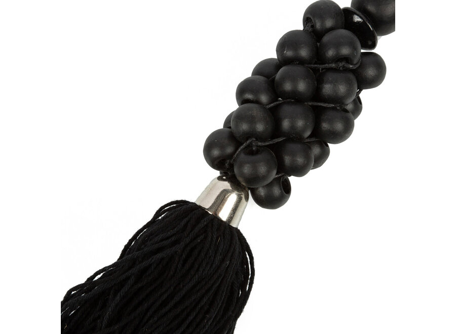 Il Portachiavi Con Perline Di Legno - Nero
