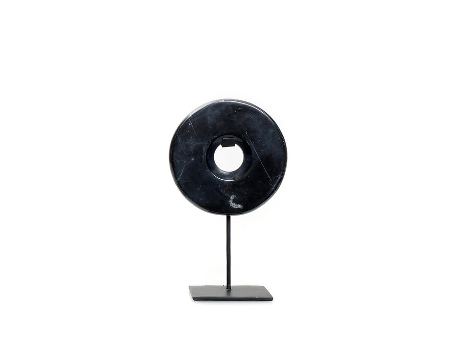The Marble Disc on Stand - Black - S