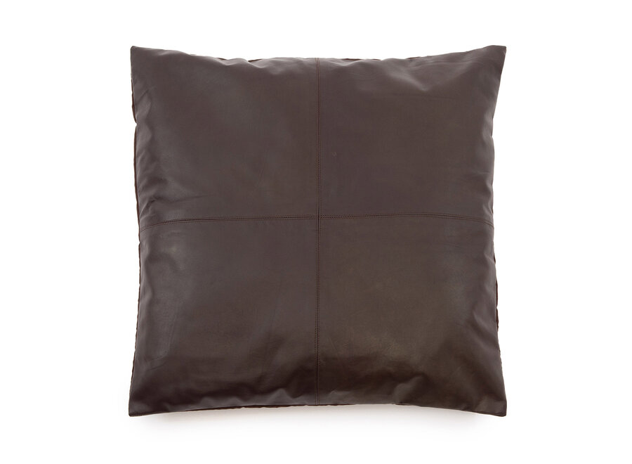 La Funda De Cojín De Cuero Cuatro Paneles - Chocolate - 60x60