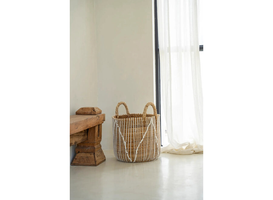 La Cesta De Macramé Con Costura Recta - M