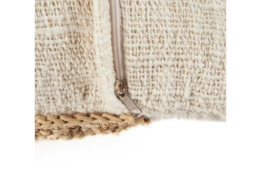 De Raffia Stamp Kussenhoes - Naturel