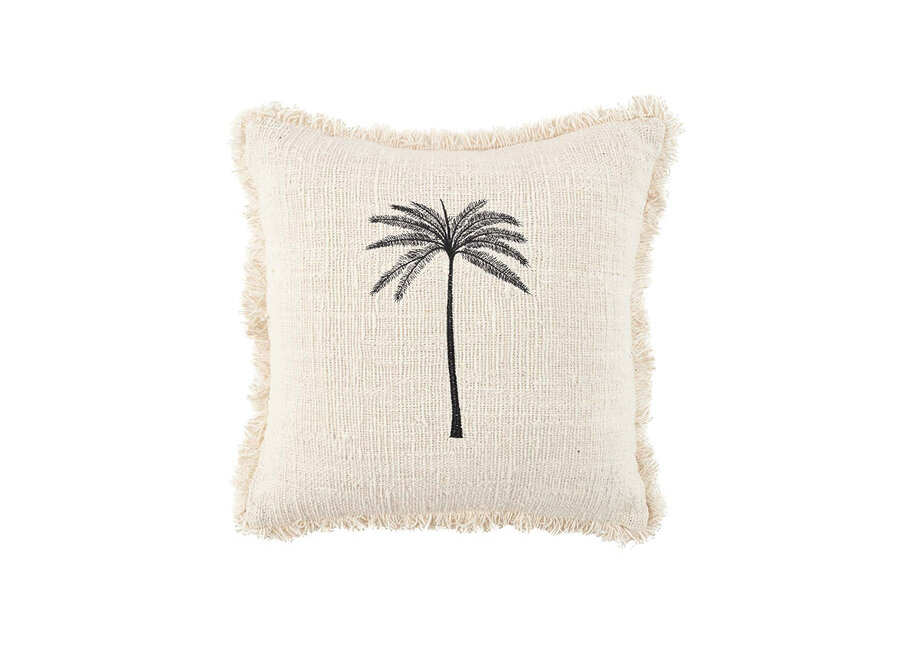 De Gili Palm Kussensloop - Natuurlijk Zwart