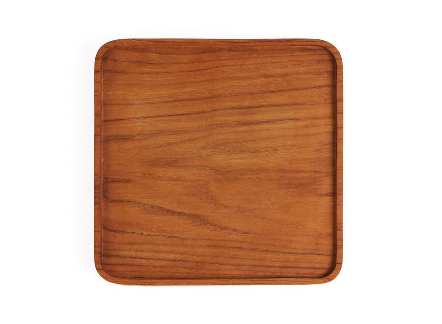 The Teak Square Plate - Natural - S