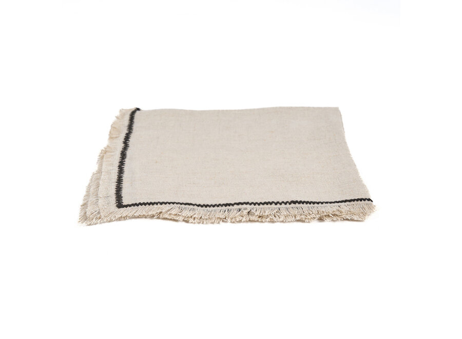 Die Tuscany Serviette - Natur Schwarz - 45x45