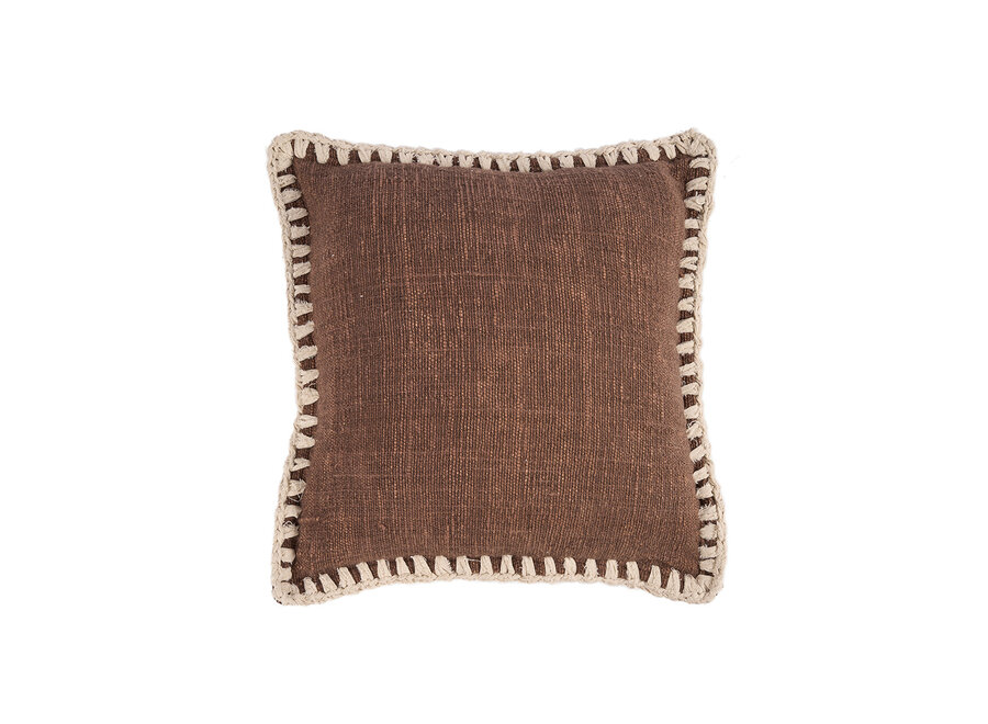 La Housse de Coussin Espresso Edge - Marron Blanc