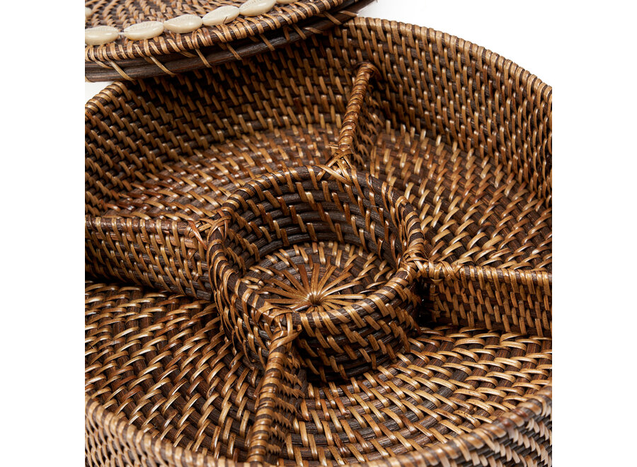 The Rattan Compartment Basket - Natural Brown