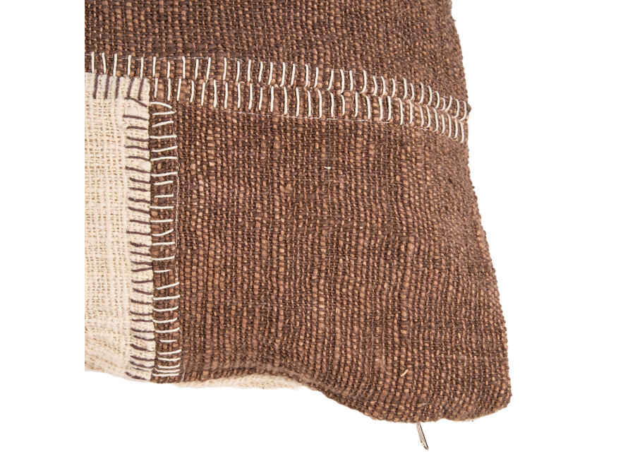 La Funda de Cojín Cocoa Patchwork - Marrón Natural