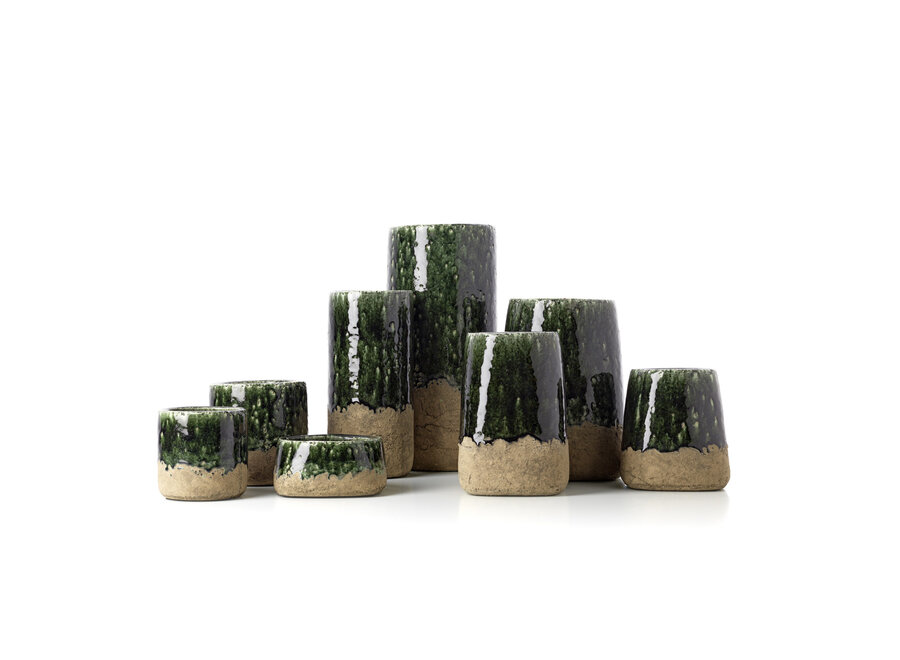 The Moss Bowl Planter - Concrete Green - Low
