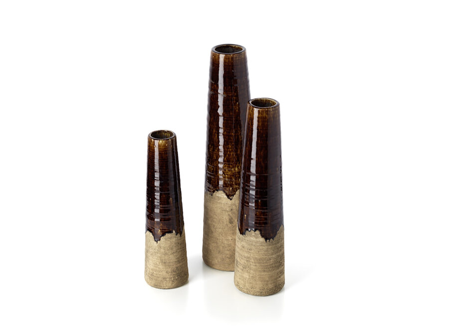 Le Vase Cône Ambre - Brun Béton - M